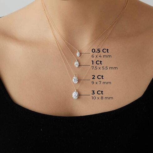 قلادة سوليتير من الذهب الصلب الحقيقي عيار 10 أو 14 قيراط للنساء من DIAMONBLISS in Kuwait