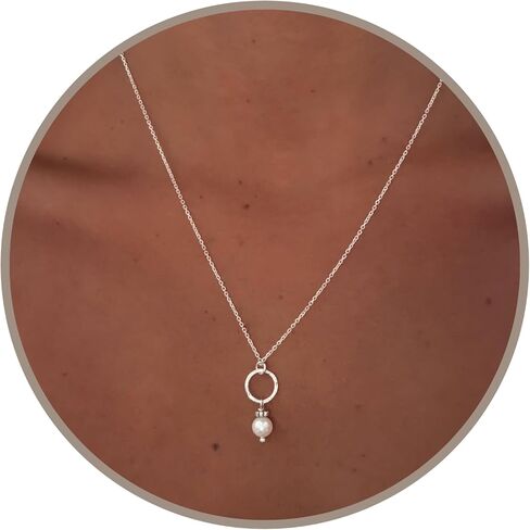 Annika Bella Freshwater Pearl Necklace, Round Pearl Pendant, Sterling Silver Necklaces, Dainty Jewelry for Women, Gift for Her/Girlfriend, Valentine's Day Gifts in Kuwait