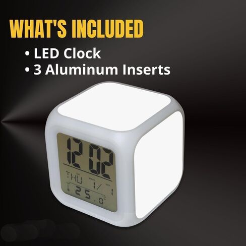 6 Pack Sublimation Blanks Led Clock – LED Color Changing Digital Alarm Clock Sublimation DIY Printing with 3 Pcs Insert Aluminum for Personalized Logo Sublimation Clock, DIY Photo in Saudi Arabia