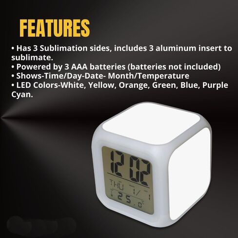 6 Pack Sublimation Blanks Led Clock – LED Color Changing Digital Alarm Clock Sublimation DIY Printing with 3 Pcs Insert Aluminum for Personalized Logo Sublimation Clock, DIY Photo in Saudi Arabia