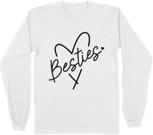 TeesAndTankYou Heart Besties Long Sleeve Shirt Unisex in Saudi Arabia