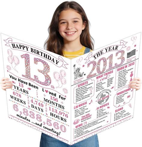 Large 10th Birthday Cards for Girls, Happy 10th Birthday Greeting Card with Envelope Jumbo 2016 Ten Guest Book Funny 10 Year Old Bday Gifts Decorations for Daughter Granddaughter Niece Sister in Saudi Arabia