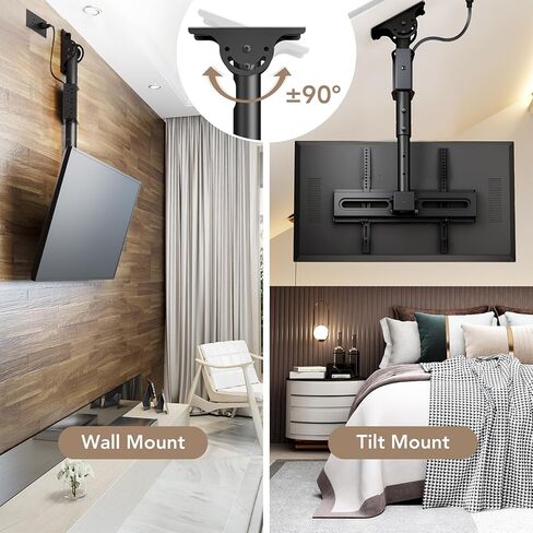 TV Ceiling Mount Adjustable Bracket Fits Most LED, LCD, OLED and Plasma Flat Screen Display 26 to 65 Inch, Maximum Load Capacity 88 Lbs, Mounting Holes 400x400mm (AX11TB01), Black in Kuwait