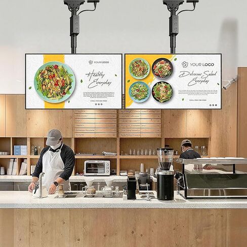 TV Ceiling Mount Adjustable Bracket Fits Most LED, LCD, OLED and Plasma Flat Screen Display 26 to 65 Inch, Maximum Load Capacity 88 Lbs, Mounting Holes 400x400mm (AX11TB01), Black in Kuwait