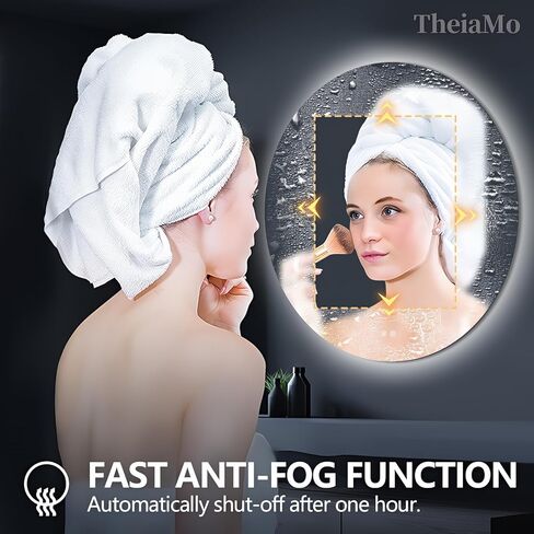 Round LED Mirror for Bathroom, 30" Circle Frameless Backlit Mirror with Lights, Wall Mounted Vanity Mirror, 3 Colors, Dimmable, Anti-Fog, IP65 Waterproof, Memory Function, UL Listed in Kuwait