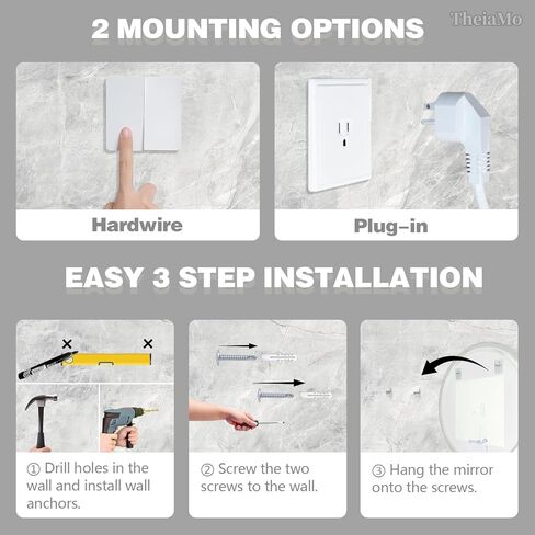 Round LED Mirror for Bathroom, 30" Circle Frameless Backlit Mirror with Lights, Wall Mounted Vanity Mirror, 3 Colors, Dimmable, Anti-Fog, IP65 Waterproof, Memory Function, UL Listed in Kuwait