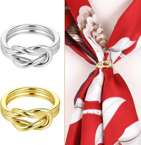 2 PCS Scarf Rings for Women Knot Scarf Clip for Shawl Scarves Dress Buckle Wrap Clasp Clip Clothing Accessories in Kuwait