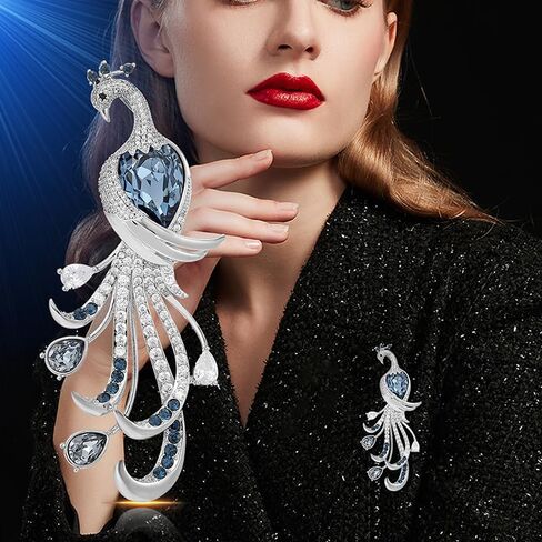 Fashion Exquisite Peacock Rhinestone Brooch For Women Clothing Coat Accessories Gifts in Saudi Arabia