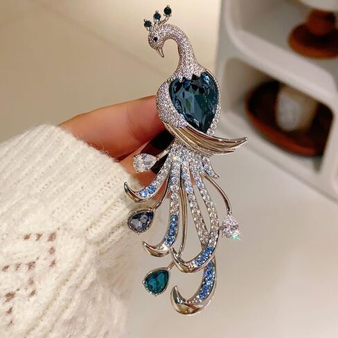 Fashion Exquisite Peacock Rhinestone Brooch For Women Clothing Coat Accessories Gifts in Saudi Arabia