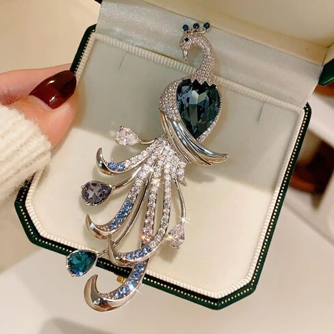 Fashion Exquisite Peacock Rhinestone Brooch For Women Clothing Coat Accessories Gifts in Saudi Arabia