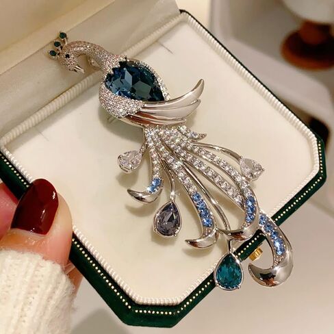 Fashion Exquisite Peacock Rhinestone Brooch For Women Clothing Coat Accessories Gifts in Saudi Arabia
