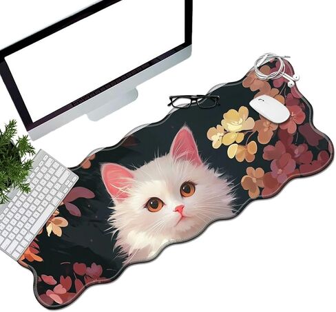 Cherry Blossoms Glittery Desk Mat Mouse Pad 31.5" x11.8" XL Extended Mousepad Huge Mouse Pads with Stitched Edges Desk Pad for Work, Game, Office, Home in Saudi Arabia