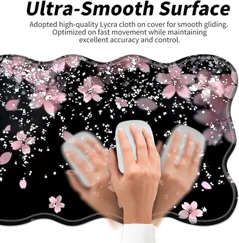 Cherry Blossoms Glittery Desk Mat Mouse Pad 31.5" x11.8" XL Extended Mousepad Huge Mouse Pads with Stitched Edges Desk Pad for Work, Game, Office, Home in Saudi Arabia
