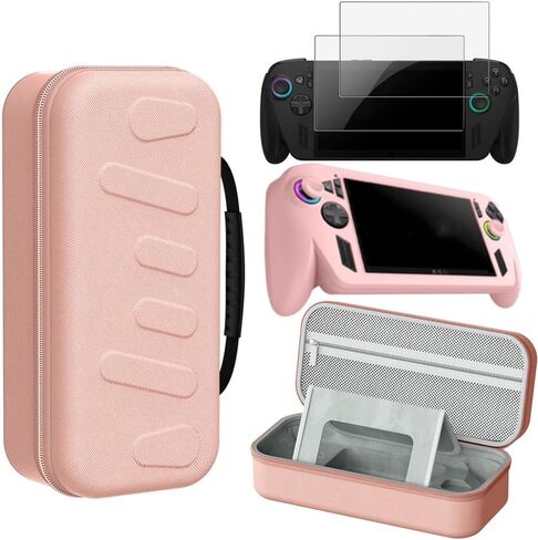 Storage Bag Set for ROG Xbox Ally X/ROG Xbox Ally，Complete Protection Gaming Accessories Set Contents: Carry Case + Silicone Case + 2 Protective Films + 4 Silicone Thumb Covers (Pink) in Saudi Arabia