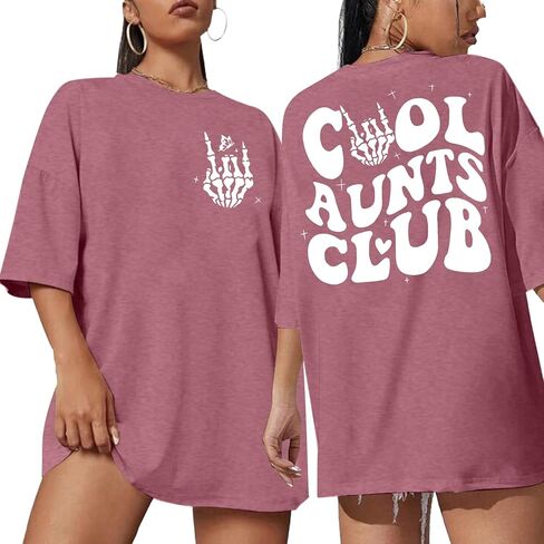 Aunt Shirt Oversized Auntie Shirts Women Cool Aunts Club T-Shirt Auntie Graphic Tees Funny Aunt Gifts Short Sleeve Tops in Kuwait