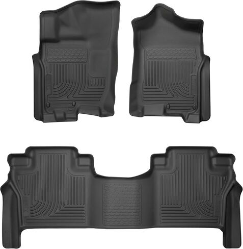 Husky Liners Weatherbeater Floor Mats | Fits 2017-2023 Nissan Titan, Crew CAB ONLY | Front & 2nd Row - Black, 3-pc | 93561 in Saudi Arabia