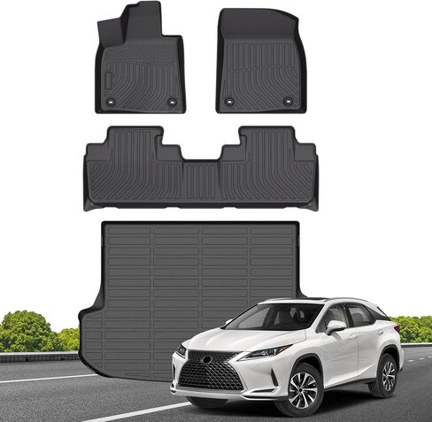 Floor Mats & Cargo Liner for Lexus RX RX350 RX450h 2016-2022 (Not for RXL), Custom Fit All-Weather Car Liners for Lexus, High Edges Anti-Slip TPE Mats, Front & 2nd Row & Trunk Mat in Kuwait