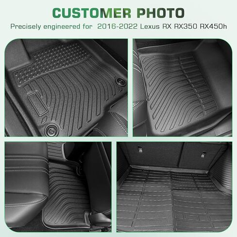Floor Mats & Cargo Liner for Lexus RX RX350 RX450h 2016-2022 (Not for RXL), Custom Fit All-Weather Car Liners for Lexus, High Edges Anti-Slip TPE Mats, Front & 2nd Row & Trunk Mat in Kuwait
