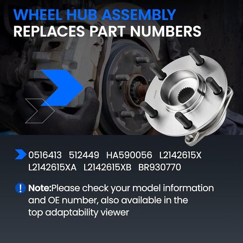 512449 محمل العجلات الخلفية ومجموعة المحور متوافقة مع Mazda CX-9 2007 3.5L، 2008-2015 3.7L، يستبدل HA590056، BR930770، 5-Lug 2PCS in Kuwait