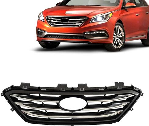 الشبكة الأمامية العلوية متوافقة مع 2015 2016 2017 Hyundai Sonata Sport Bumper Grill باللون الأسود والكروم 86350C2300 in Kuwait