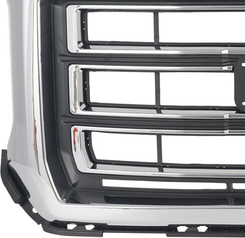 Front Bumper Grille Upper Grill Compatible with 2014-2015 GMC Sierra 1500 SLT Style Chrome 23254463 in Kuwait