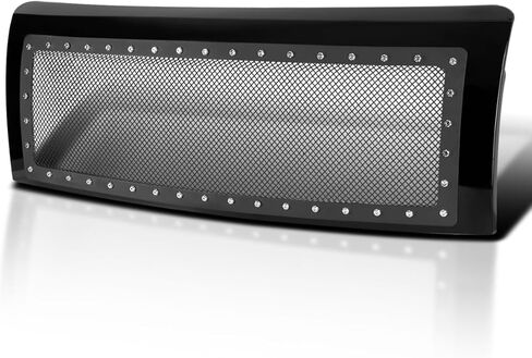 Spec-D Tuning Glossy Black Stainless Steel Rivet Mesh Style Front Hood Grille Compatible with 2009-2014 Ford F150 in Saudi Arabia