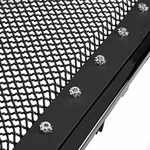Spec-D Tuning Glossy Black Stainless Steel Rivet Mesh Style Front Hood Grille Compatible with 2009-2014 Ford F150 in Saudi Arabia