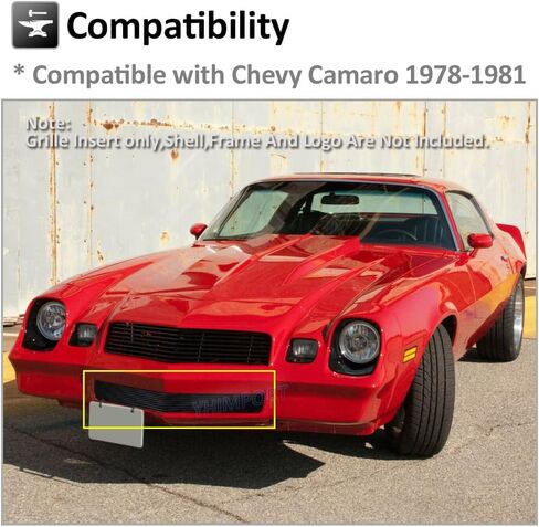 المصد الأمامي مصبغة الألومنيوم الأسود البليت الخيشومية استبدال استبدال يناسب تشيفي كامارو 1978-1981 (يناسب أيضًا Z28) شواية لـ 78 79 80 81 تشيفي كامارو (أسود) in Kuwait