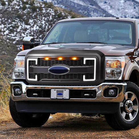 شواية المصد الأمامي EOMD متوافقة مع 2011-2016 F250 F350 F450 F550 Super Duty W/DRL وأضواء إشارة الانعطاف باللون الأسود غير اللامع (بدون شعار مركزي) in Kuwait