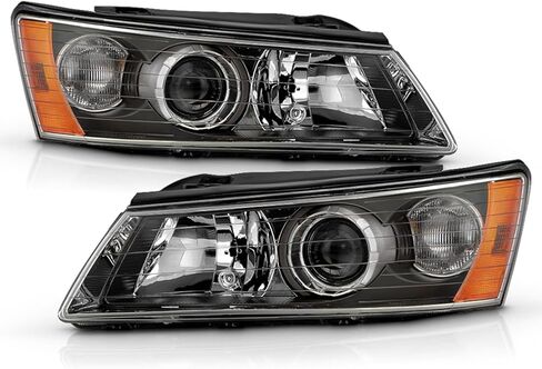 AKKON - For Sonata Black Halogen Type Projector Headlights Head Lamps Replacement Left + Right Pair Set in Saudi Arabia