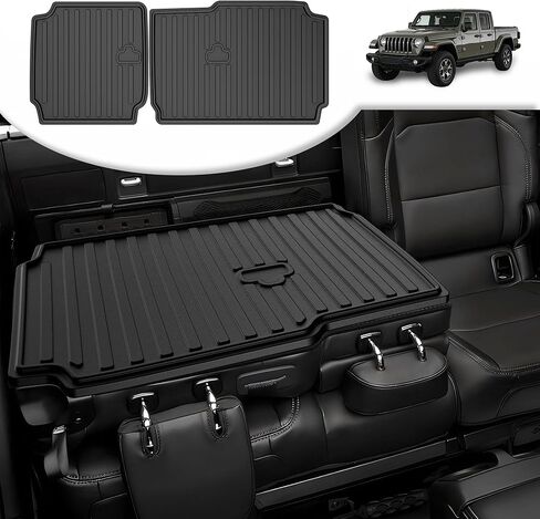 غطاء خلفي للمقعد الخلفي من AOMSAZTO واقي مسند الظهر لسيارة Jeep Gladiator JT 2020-2025 2026 مع حصيرة ظهر المقعد تناسب 2026 ملحقات المصارع قطعتين - مع شفة قابلة للطي in Saudi Arabia