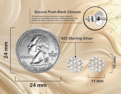 925 Sterling Silver Flower of Life Stud Earrings – Sacred Geometry Symbol Jewelry for Women | Polished Minimalist Spiritual Studs in Saudi Arabia