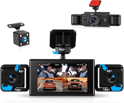 4 Channel Dash Cam Front and Rear Inside Left Right,3 Inch 1080P Dash Camera for Cars Car Camera with APP Control,Night Vision,Loop Recording,G-Sensor,Parking Assistance,24H Parking Monitor in Saudi Arabia