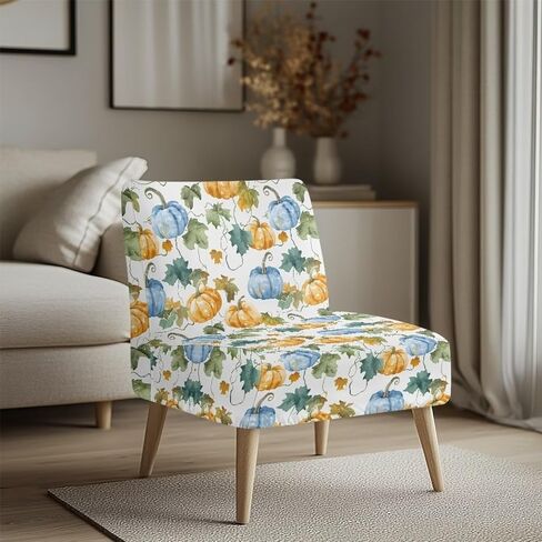Armless Chair Cover Butterfly Blue Armless Chair Covers for Living Room Stretch Spandex Removable Fabric Non-Slip Silp Cover for Accent Chairs Without Arms in Saudi Arabia