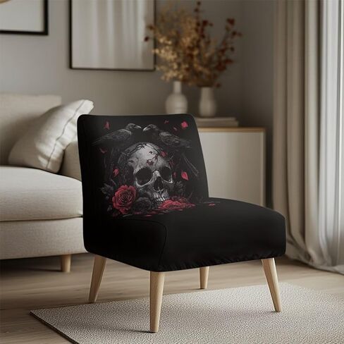 Armless Chair Cover Butterfly Blue Armless Chair Covers for Living Room Stretch Spandex Removable Fabric Non-Slip Silp Cover for Accent Chairs Without Arms in Saudi Arabia