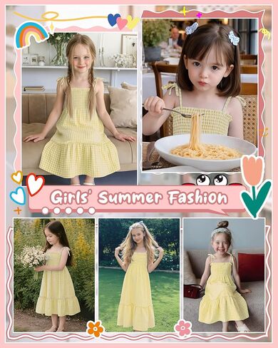 Girls Plaid Dress Sleeveless Checkered Flowy Cami Strap Dress Casual Check Sundress for Kids 5-14 Years in Saudi Arabia