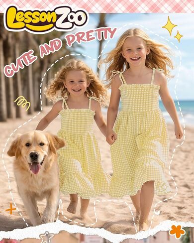 Girls Plaid Dress Sleeveless Checkered Flowy Cami Strap Dress Casual Check Sundress for Kids 5-14 Years in Saudi Arabia