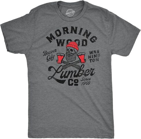 Mens Morning Wood Lumber Company T Shirt Funny Shirt with Adult Humor Innuendo Tee for Guys in Saudi Arabia