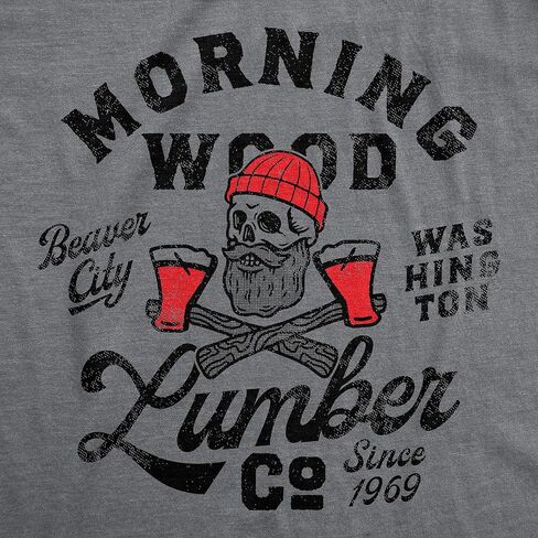 Mens Morning Wood Lumber Company T Shirt Funny Shirt with Adult Humor Innuendo Tee for Guys in Saudi Arabia