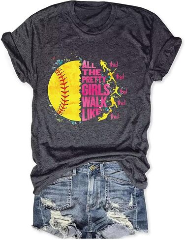 Softball Lover Mom T Shirt All The Pretty Girls Walk Like Softball Player Mama Coach Women Gift Sport Mom Gift Tees in Saudi Arabia