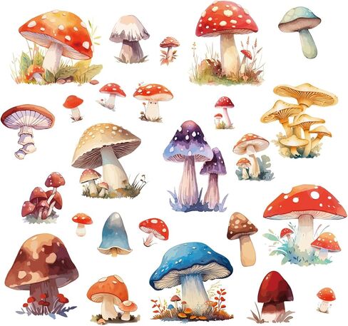 CRASPIRE 8 Sheets Mushroom Window Stickers Self Adhesive Cartoon Window Clings Wall Stickers Decals Peel and Stick Vinyl PVC Waterproof Decor for Bedroom Nursery Living Room Bath Dorm in Saudi Arabia
