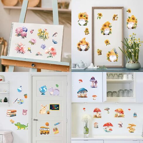 CRASPIRE 8 Sheets Mushroom Window Stickers Self Adhesive Cartoon Window Clings Wall Stickers Decals Peel and Stick Vinyl PVC Waterproof Decor for Bedroom Nursery Living Room Bath Dorm in Saudi Arabia