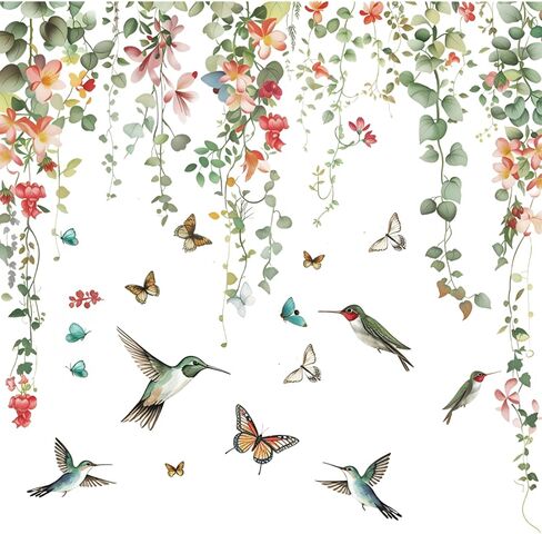 Spring Window Clings for Glass Windows, Floral Leaf Double Sided Self-Adhesive Window Stickers, Summer Plant Anti-Collision Bird Strike Prevention Film for Home Office Decor in Kuwait