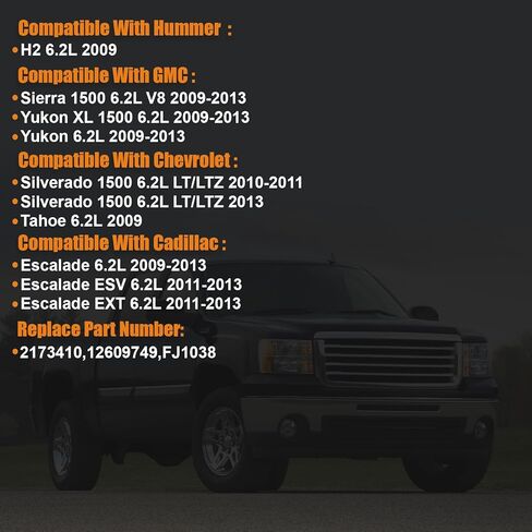 2009-2014 Fuel Injectors Fit for GMC Yukon 2010-2014, Sierra 1500, for Cadillac Escalade 2009-2014, Escalade ESV 2009-2014, for Chevrolet Silverado 1500 Tahoe 6.2L V8, Replace 12609749 297500-1130 in Kuwait