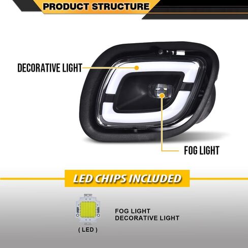 مصابيح ضباب LED متوافقة مع مصابيح الضباب الجانبية للسائق والراكب 2008 2009 2010 2011 2012 2013 2014 2015 2016 2017 in Saudi Arabia