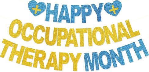 لافتة شهر OT السعيدة، بدون DIY، ديكورات تقدير شهر العلاج المهني السعيد اللامع، ديكور حفلات مساعد OT، هدايا 10 أقدام بعد شهر in Kuwait