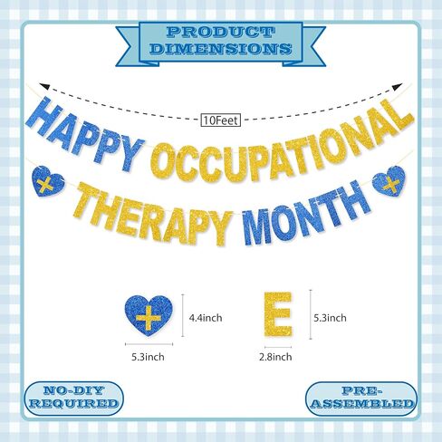 لافتة شهر OT السعيدة، بدون DIY، ديكورات تقدير شهر العلاج المهني السعيد اللامع، ديكور حفلات مساعد OT، هدايا 10 أقدام بعد شهر in Kuwait