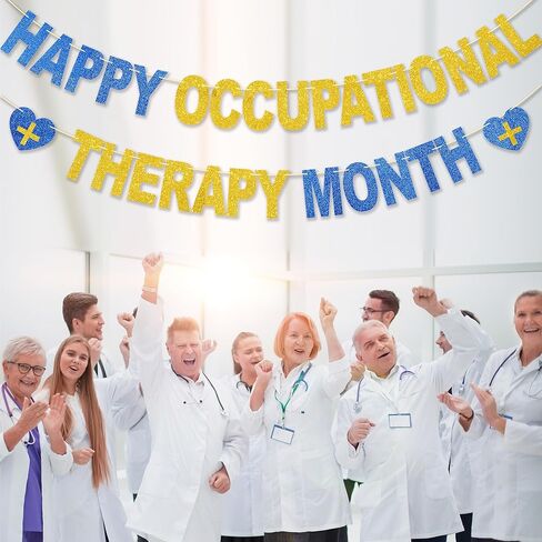 لافتة شهر OT السعيدة، بدون DIY، ديكورات تقدير شهر العلاج المهني السعيد اللامع، ديكور حفلات مساعد OT، هدايا 10 أقدام بعد شهر in Kuwait