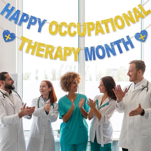 لافتة شهر OT السعيدة، بدون DIY، ديكورات تقدير شهر العلاج المهني السعيد اللامع، ديكور حفلات مساعد OT، هدايا 10 أقدام بعد شهر in Kuwait