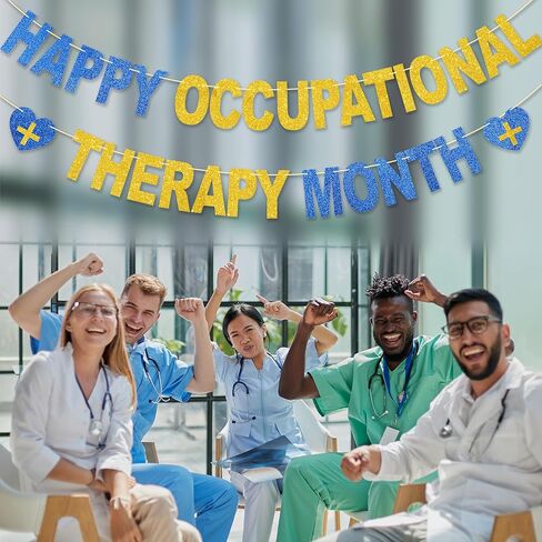 لافتة شهر OT السعيدة، بدون DIY، ديكورات تقدير شهر العلاج المهني السعيد اللامع، ديكور حفلات مساعد OT، هدايا 10 أقدام بعد شهر in Kuwait